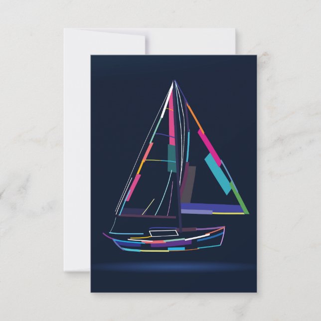 Abstrakte Segelyacht RSVP Karte (Vorderseite)