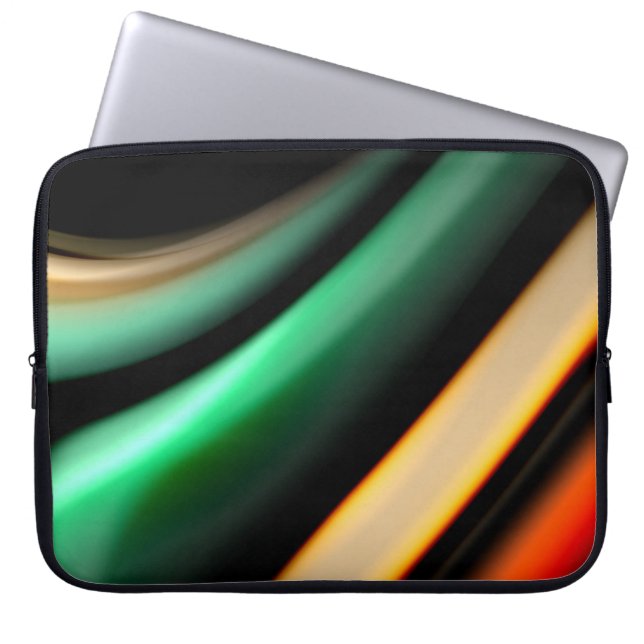 Abstrakte Seide glatte Linien auf schwarzen, mehrf Laptopschutzhülle (Vorderseite)