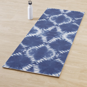 Abstrakte Shibori Indigo Blue Gefärbte Krawatte Dr Yogamatte