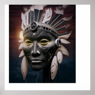 Abstrakte Sicht des amerikanischen Oberbefehlshabe Poster