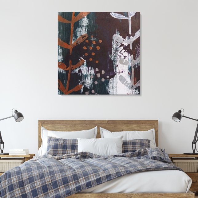 Abstrakte Silber- und Kupferkunst im Aquamarinen H Leinwanddruck (Insitu (Schlafzimmer))