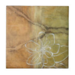Abstrakte Silhouette auf dem Hintergrund des Tans Fliese<br><div class="desc">Der Hintergrund dieses Gemäldes von Jennifer Goldberger sieht aus wie ein Tisch mit einem gekalkten Riss darin. Es gibt auch eine abstrakte Silhouette einer Blume,  die in weißer Farbe gemacht wurde,  nur knapp über dem braunen Hintergrund.</div>