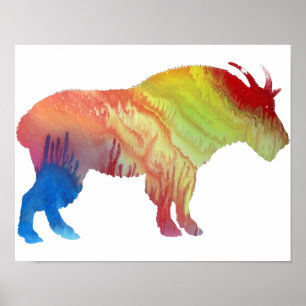 abstrakte Silhouette der Bergziegen Poster