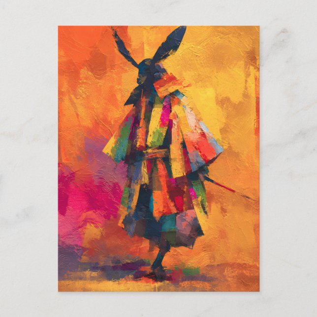 Abstrakte Silhouette Samurai Warrior Ankündigungspostkarte (Vorderseite)