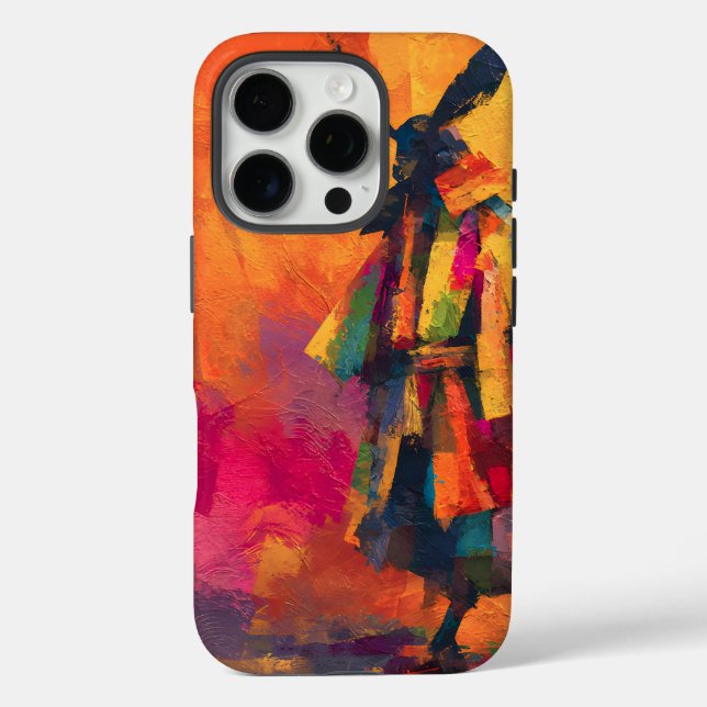 Abstrakte Silhouette Samurai Warrior iPhone 16 Pro Hülle (Rückseite)