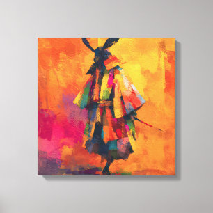 Abstrakte Silhouette Samurai Warrior Leinwanddruck