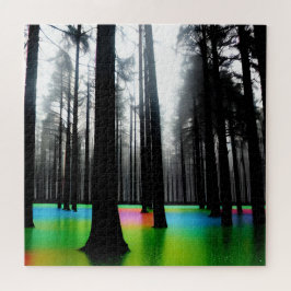Abstrakte Silhouetten in Regenbogengewässern