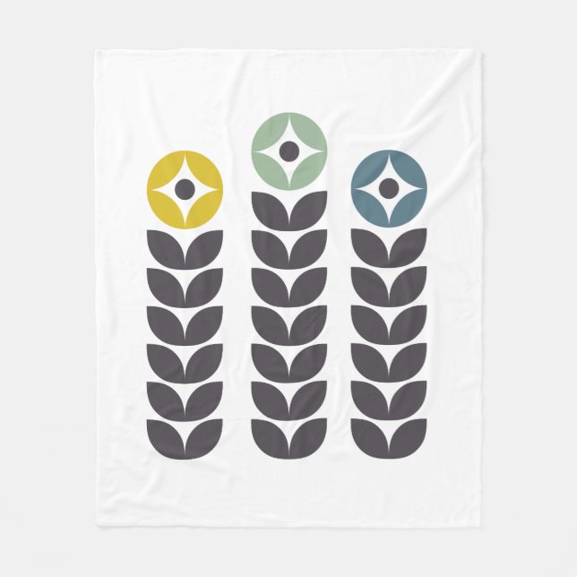 Abstrakte skandinavische Blume Fleecedecke (Vorderseite)