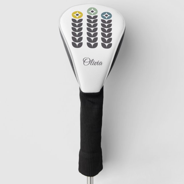 Abstrakte skandinavische Blume Golf Headcover (Vorderseite)