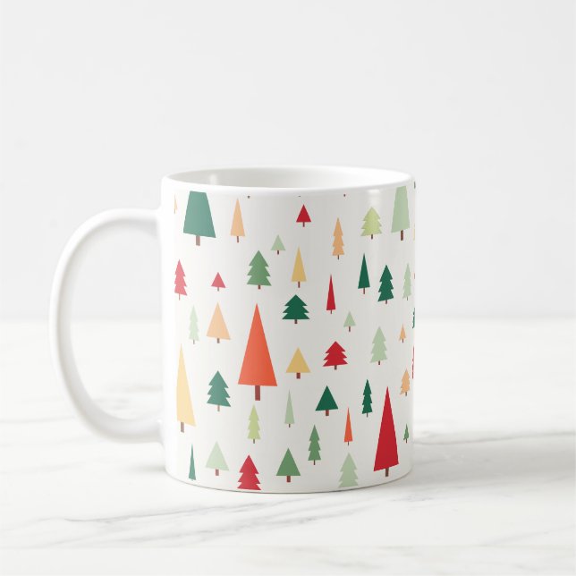 Abstrakte skandinavische Weihnachtsbäume Kaffeetasse (Links)