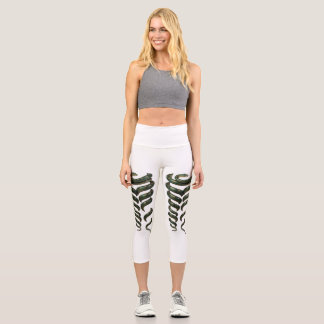 Abstrakte Skelett-Kunst - Hochgeschnittene Damen-C Capri Leggings