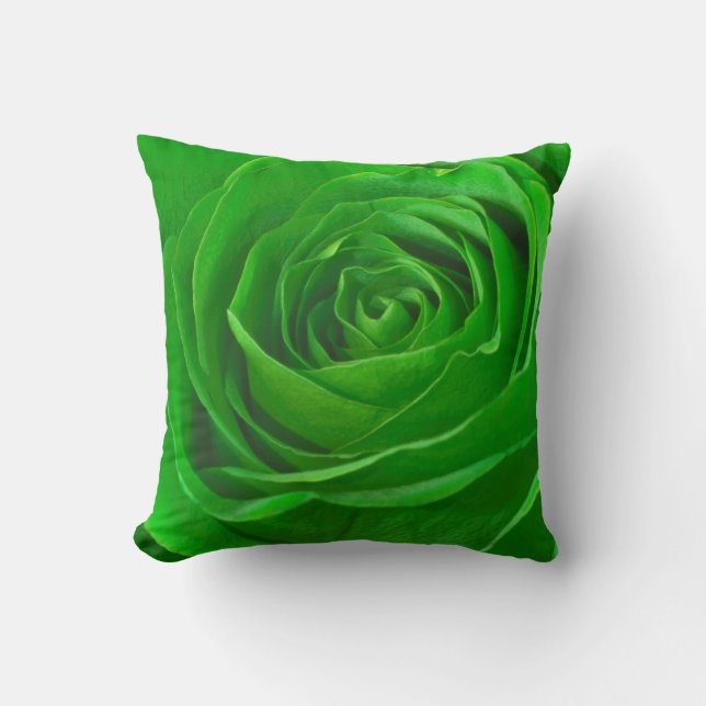 Abstrakte Smaragdgrün-Rosen-Mitte-Fotografie Kissen (Vorderseite)