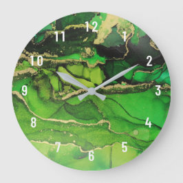 Abstrakte Smarald Green Gold Art Große Uhr