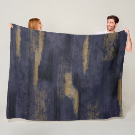 Abstrakte Soft Hues Deep Blue & Gold Fleecedecke