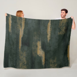Abstrakte Soft Hues Deep Green & Gold Fleecedecke