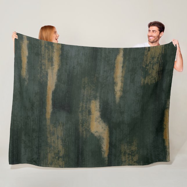 Abstrakte Soft Hues Deep Green & Gold Fleecedecke (Beispiel)