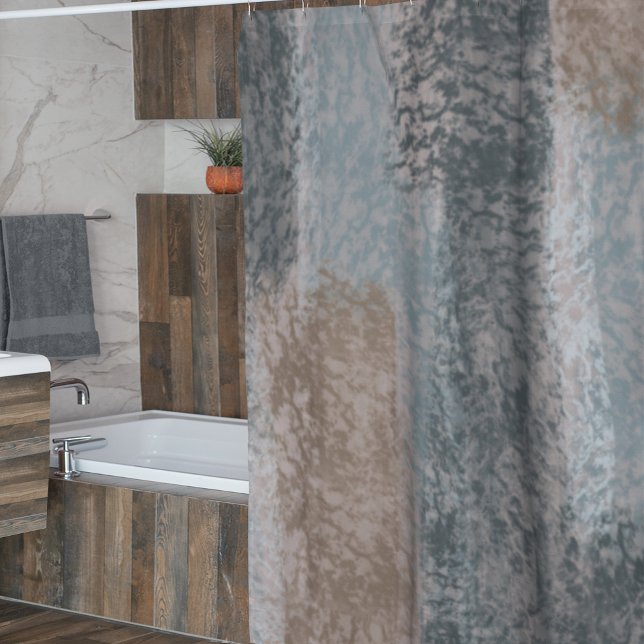 Abstrakte Soft Hues Grau Beige Steel Blue & Brown Duschvorhang (Von Creator hochgeladen)