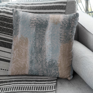 Abstrakte Soft Hues Grau Beige Steel Blue & Brown Kissen