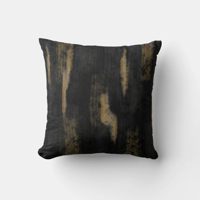 Abstrakte Soft Hues Tief Kohle & Gold Kissen (Vorderseite)