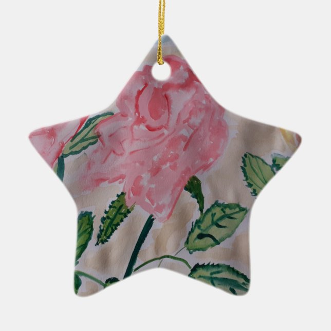 Abstrakte Sommer Rose Keramik Ornament (Vorne)