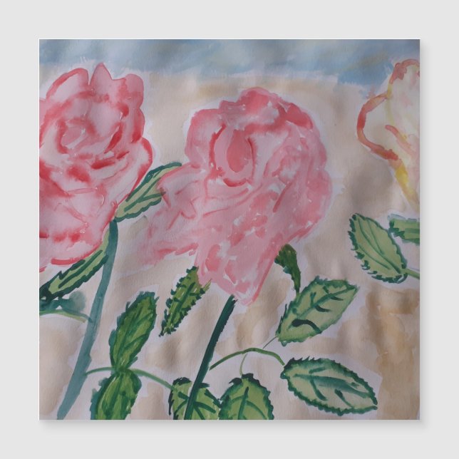 Abstrakte Sommer-Rose Magnetkarte (Vorderseite)