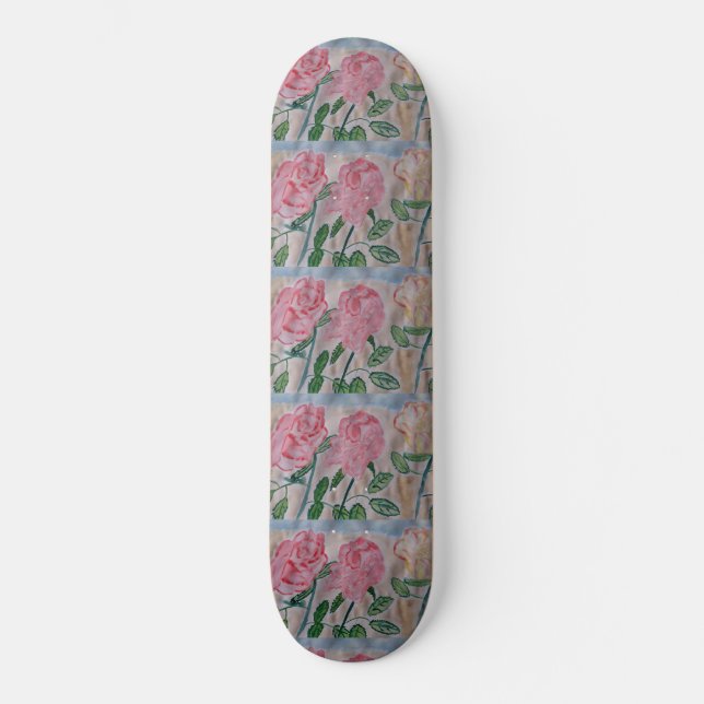 Abstrakte Sommer-Rose Skateboard (Vorderseite)