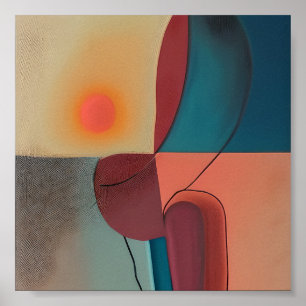 Abstrakte Sonne und Landschaft Poster