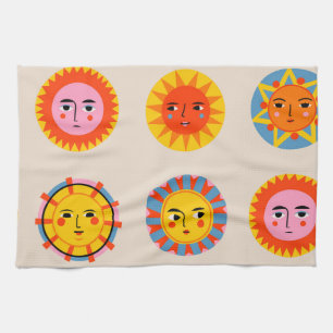 Abstrakte Sonnen: ethnisch nahtlos. Geschirrtuch