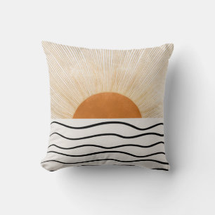 Abstrakte Sonnenaufgang-Ozeanwellen Moderne Kissen