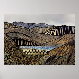 Abstrakte Sonnenaufgangslandschaft Poster