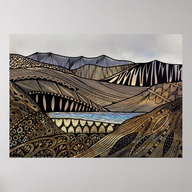 Abstrakte Sonnenaufgangslandschaft Poster (Vorne)