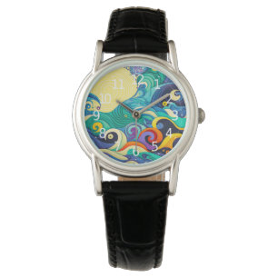 Abstrakte Sonnenbänke Art Illustration Armbanduhr