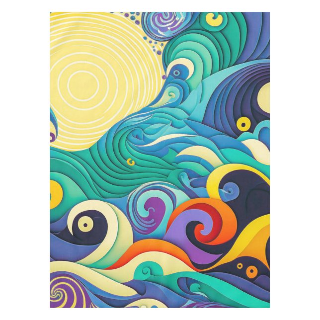 Abstrakte Sonnenbänke Art Illustration Tischdecke (Vorderseite)