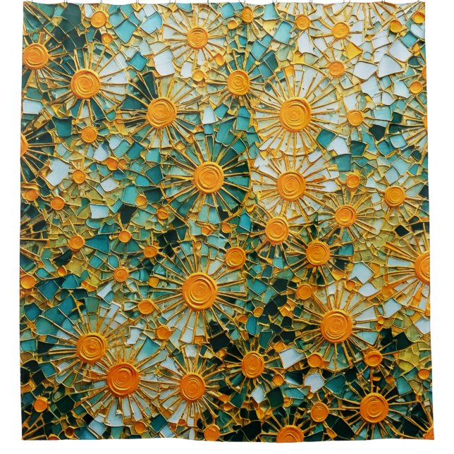 Abstrakte Sonnenblumen 102 Duschvorhang (Vorderseite)