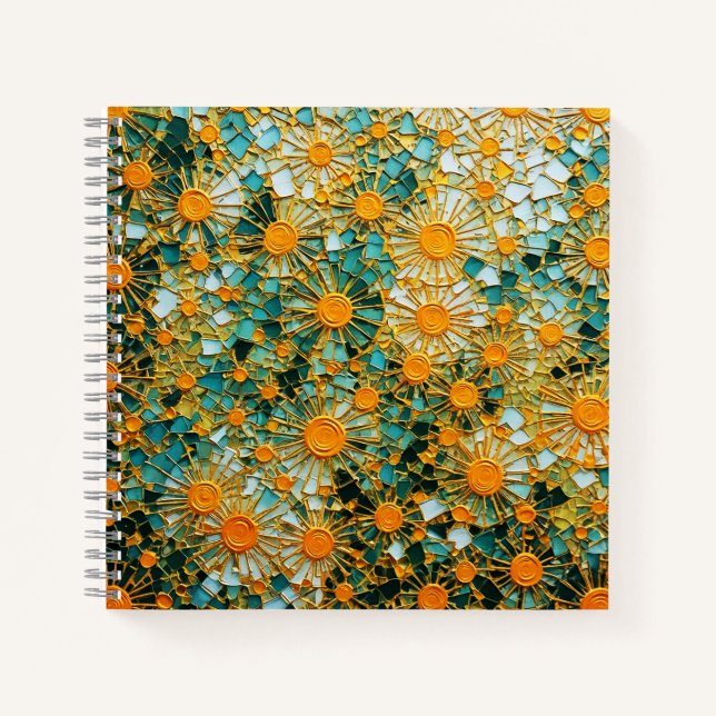 Abstrakte Sonnenblumen 102 Notizbuch (Vorderseite)