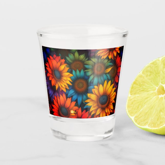 Abstrakte Sonnenblumen #339 - Schnapsglas (Vorderseite)