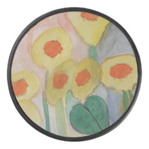 Abstrakte Sonnenblumen Eishockey Puck