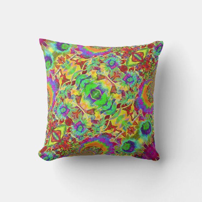 Abstrakte Sonnenblumen | Funky Retro-Blume Kissen (Vorderseite)