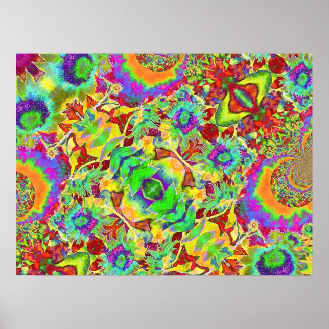 Abstrakte Sonnenblumen | Funky Retro-Blume Poster (Vorne)