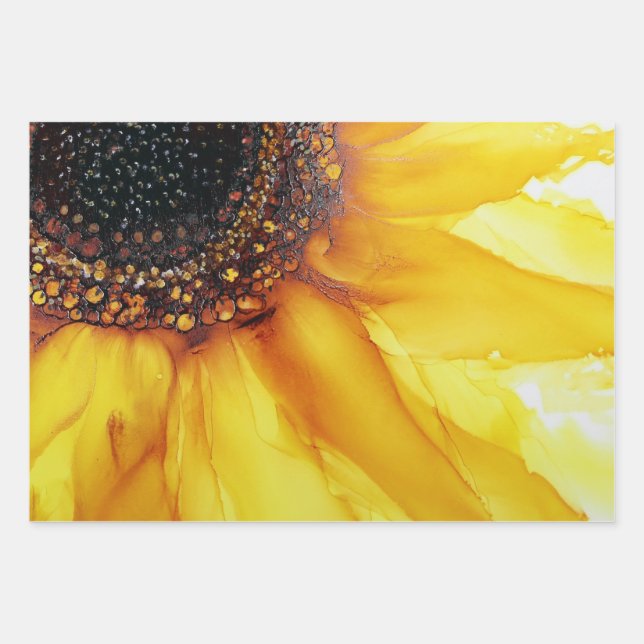 Abstrakte Sonnenblumen Geschenkpapier Set (Vorderseite)