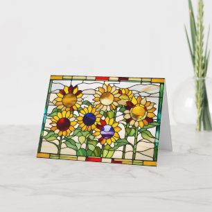 Abstrakte Sonnenblumen im Bleiglasstil Karte