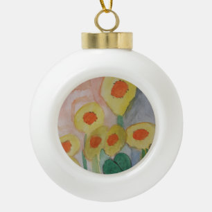 Abstrakte Sonnenblumen Keramik Kugel-Ornament