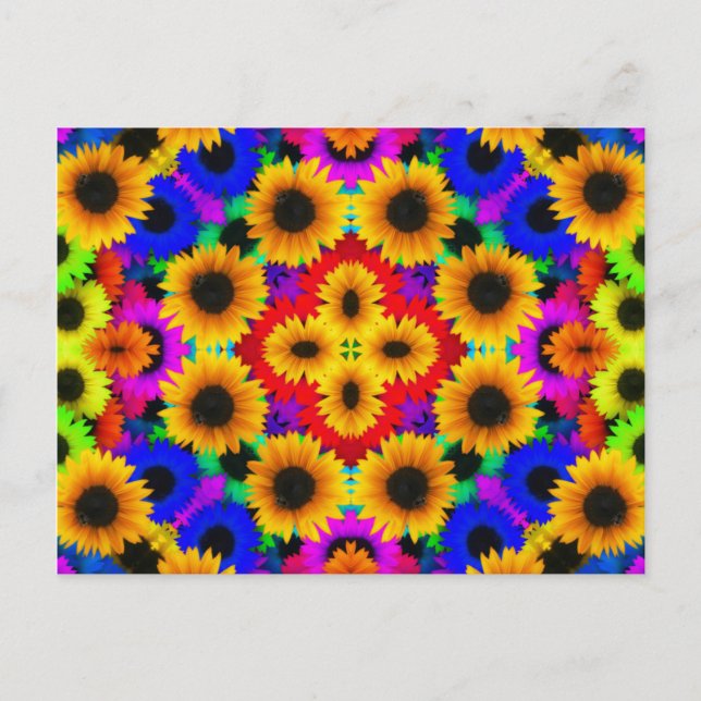 Abstrakte Sonnenblumen Kunst Postkarte (Vorderseite)