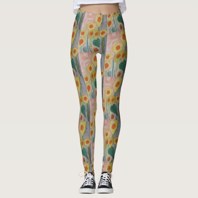 Abstrakte Sonnenblumen Leggings (Vorderseite)