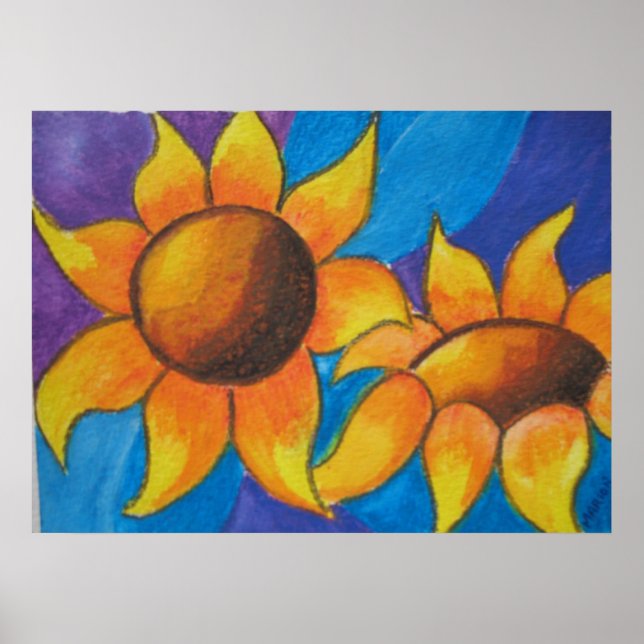 Abstrakte Sonnenblumen Poster (Vorne)