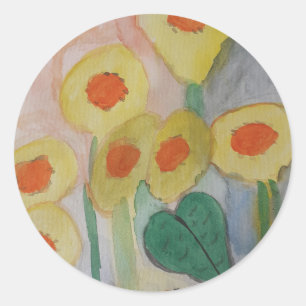 Abstrakte Sonnenblumen Runder Aufkleber