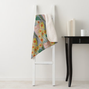 Abstrakte Sonnenblumen Sherpa Blanket Sherpadecke