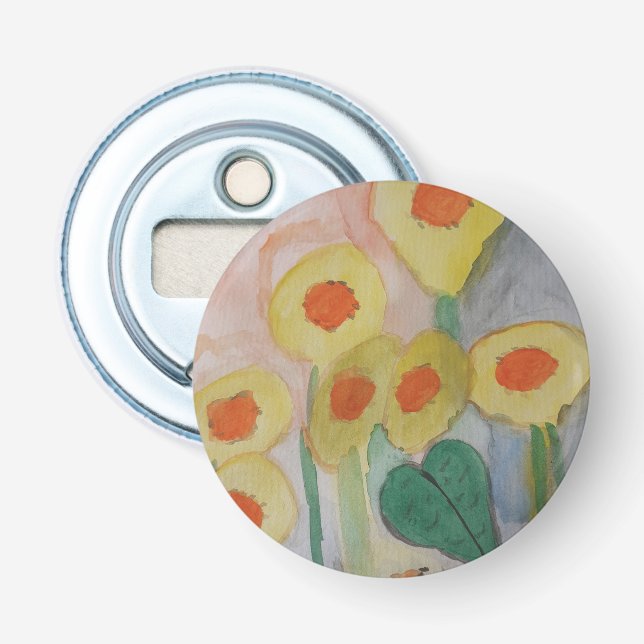 Abstrakte Sonnenblumen Taste Flaschenöffner (Vorderseite)