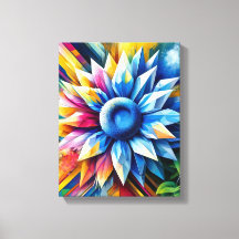Abstrakte Sonnenblumenkunst - Eingewickelte Leinwa