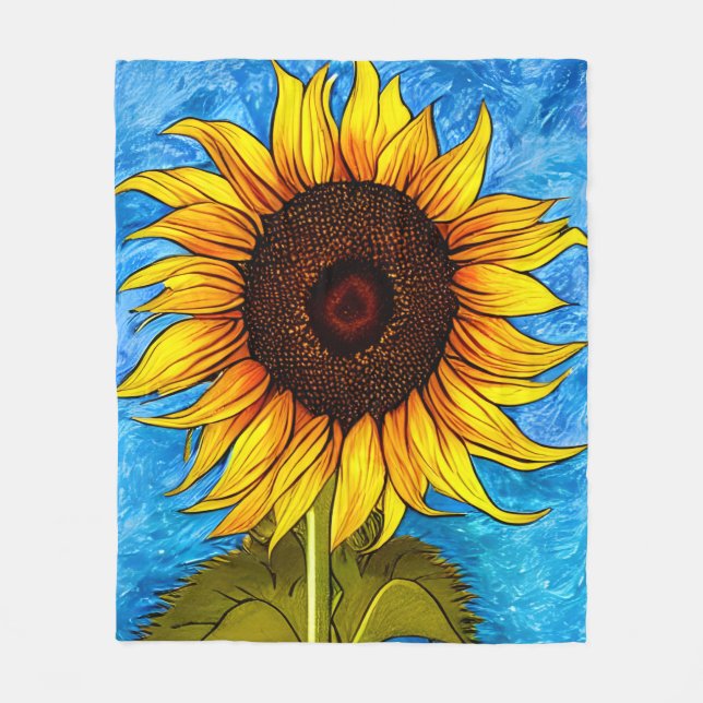 Abstrakte Sonnenblumenmalerei Fleecedecke (Vorderseite)